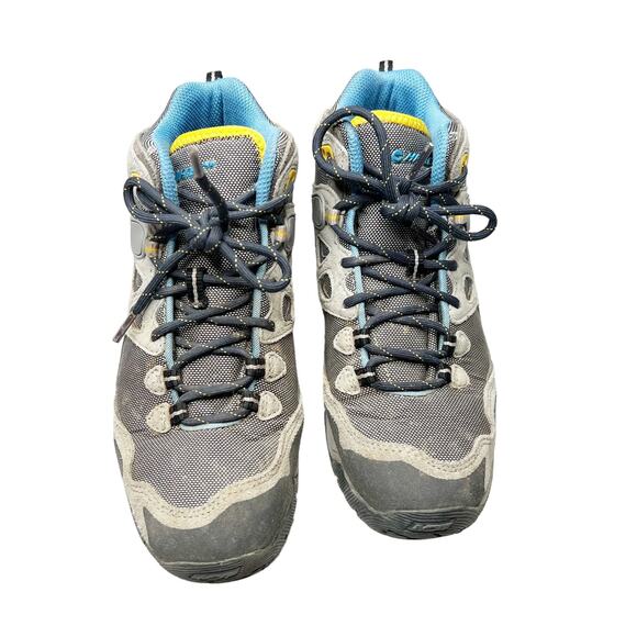 Hi-Tec Alchemy Lite Mid Waterproof Gray Blue Yellow Outdoor Hiking Boots  US 7.5 - Picture 1 of 10
